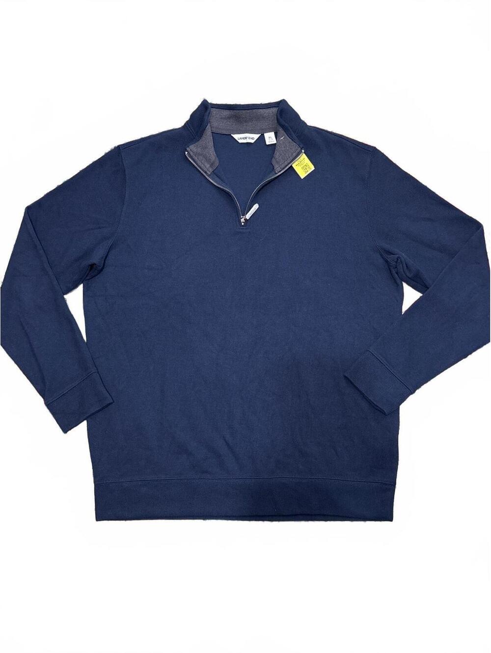 Lands' End Men's Navy Blue Half-Zip Pullover Sweatshirt XL